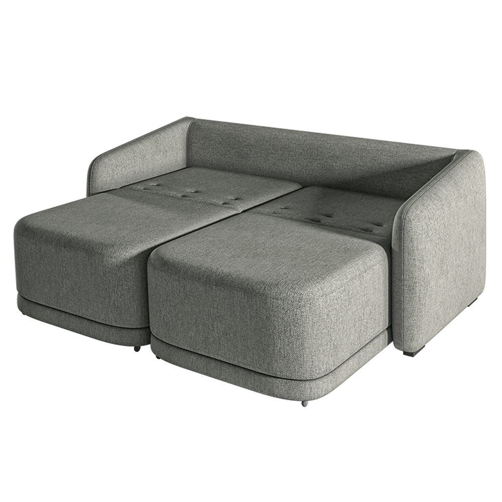 Sofá Cama Modulado Retrátil e Reclinável Decorativo Varsóvia 236cm Linho Cinza Chumbo G33 - Gran Belo