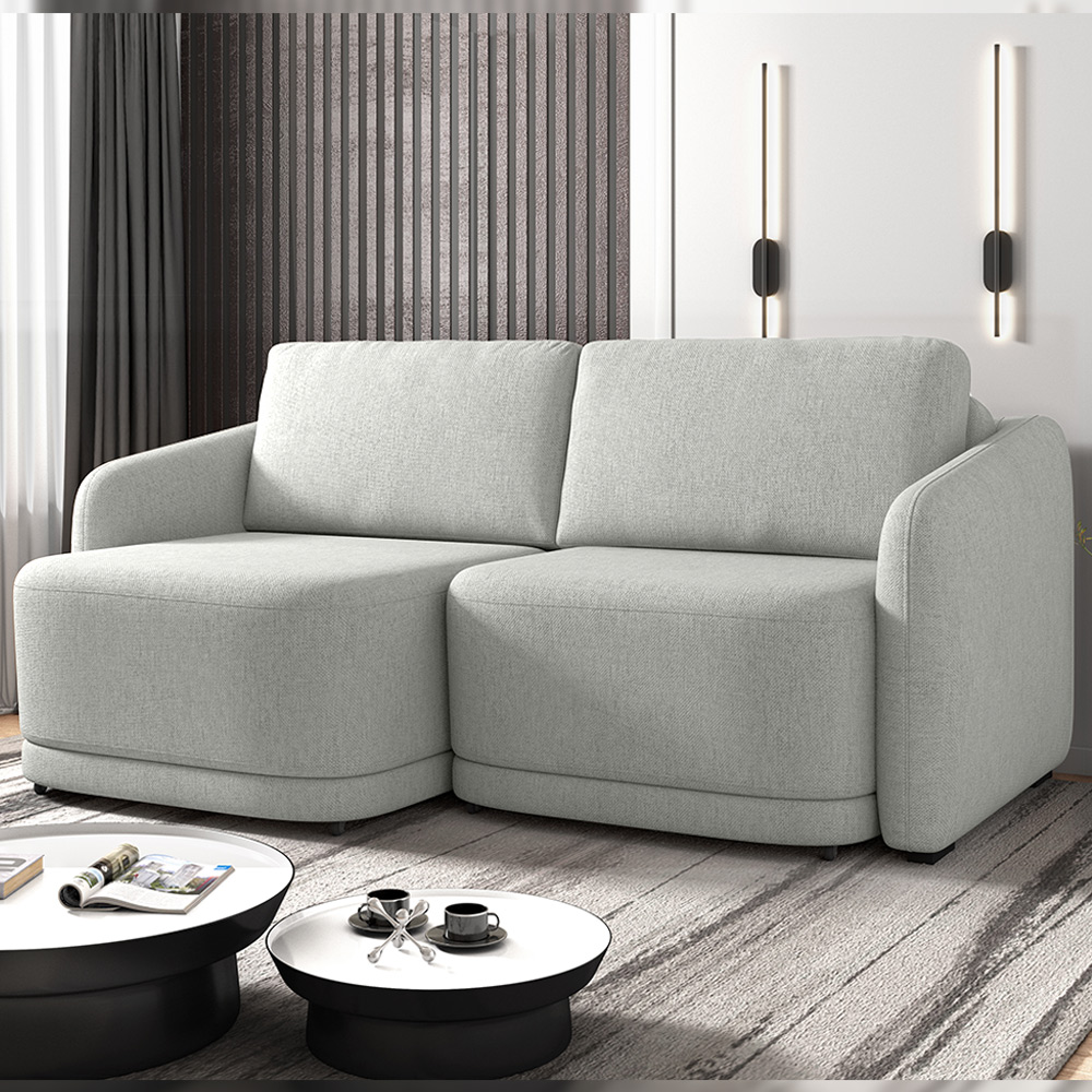 Sofá Cama Modulado Retrátil e Reclinável Decorativo Varsóvia 236cm Linho Cinza G33 - Gran Belo