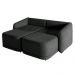 Sofá Cama Modulado Retrátil e Reclinável Decorativo Varsóvia 236cm Veludo Cinza Chumbo G33 - Gran Belo