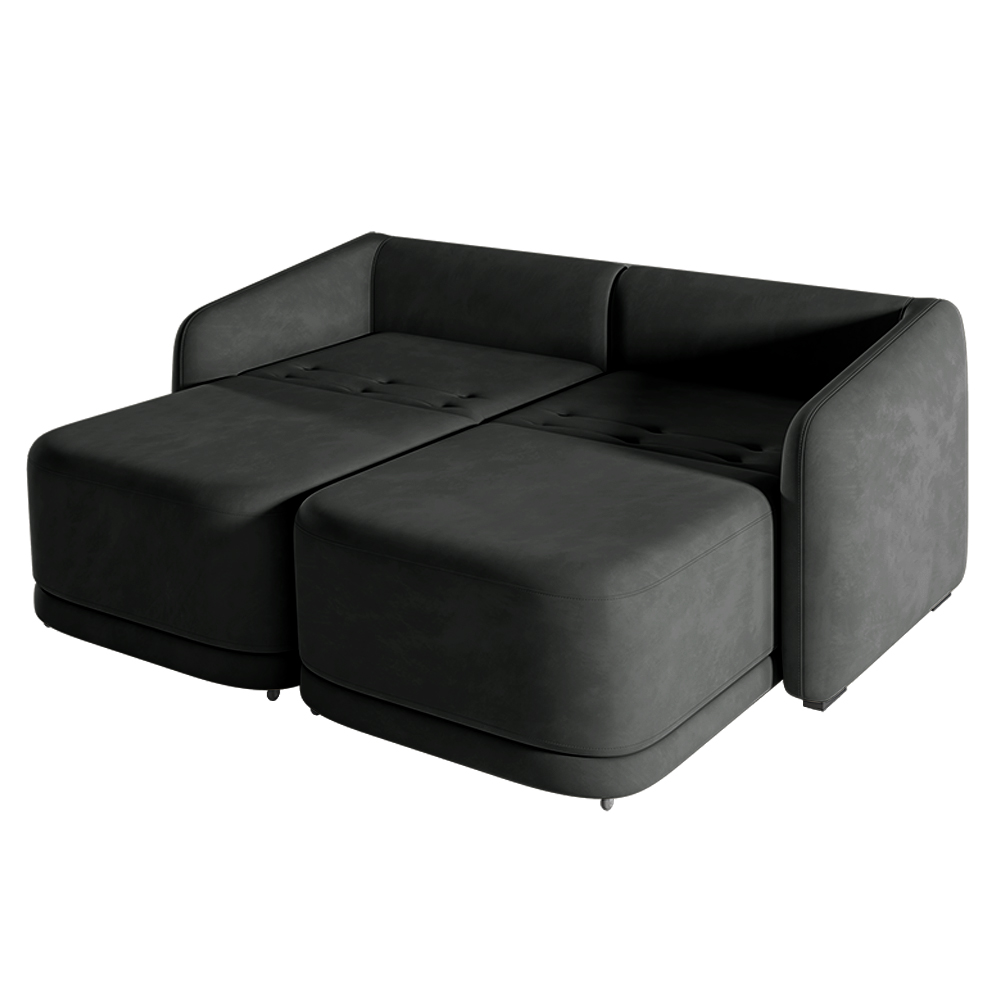 Sofá Cama Modulado Retrátil e Reclinável Decorativo Varsóvia 236cm Veludo Cinza Chumbo G33 - Gran Belo