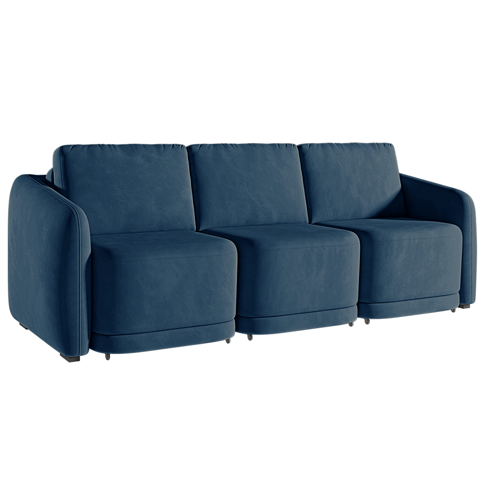 Sofá Cama Modulado Retrátil e Reclinável Decorativo Varsóvia 246cm Veludo Azul Marinho G33 - Gran Belo