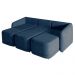 Sofá Cama Modulado Retrátil e Reclinável Decorativo Varsóvia 246cm Veludo Azul Marinho G33 - Gran Belo