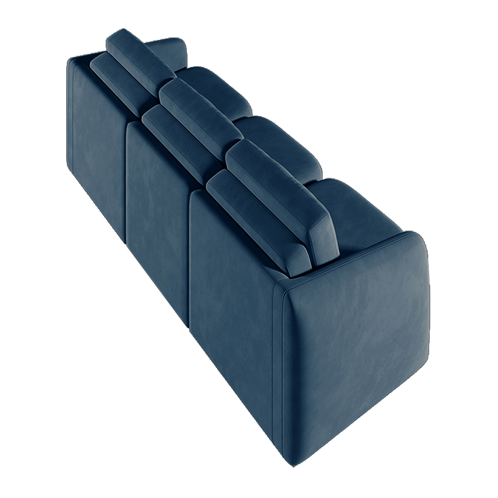 Sofá Cama Modulado Retrátil e Reclinável Decorativo Varsóvia 246cm Veludo Azul Marinho G33 - Gran Belo