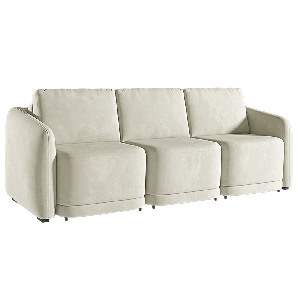 Sofá Cama Modulado Retrátil e Reclinável Decorativo Varsóvia 246cm Veludo Bege G33 - Gran Belo