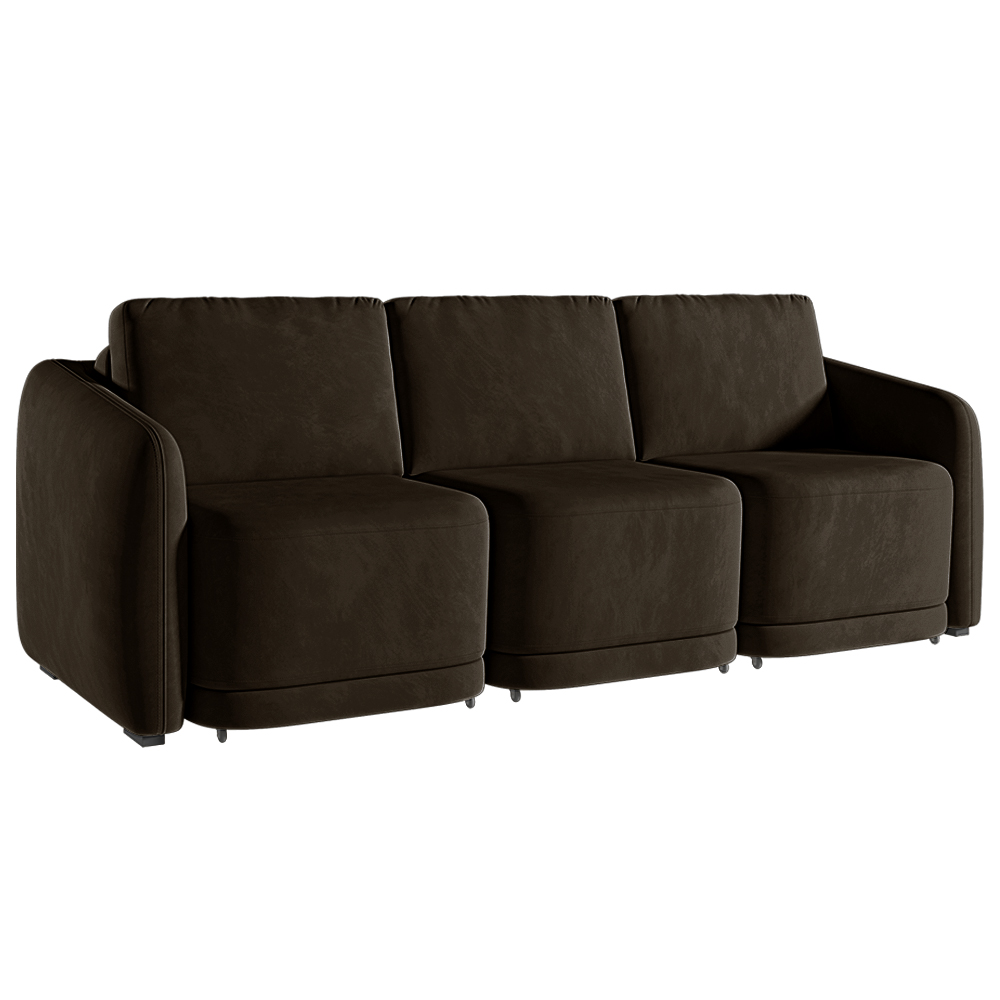 Sofá Cama Modulado Retrátil e Reclinável Decorativo Varsóvia 246cm Veludo Marrom G33 - Gran Belo
