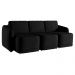 Sofá Cama Modulado Retrátil e Reclinável Decorativo Varsóvia 246cm Veludo Preto G33 - Gran Belo