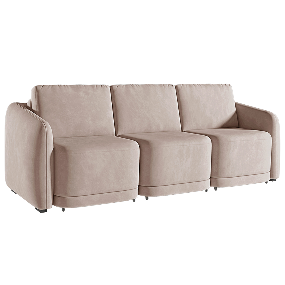 Sofá Cama Modulado Retrátil e Reclinável Decorativo Varsóvia 246cm Veludo Rosê G33 - Gran Belo