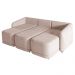 Sofá Cama Modulado Retrátil e Reclinável Decorativo Varsóvia 246cm Veludo Rosê G33 - Gran Belo