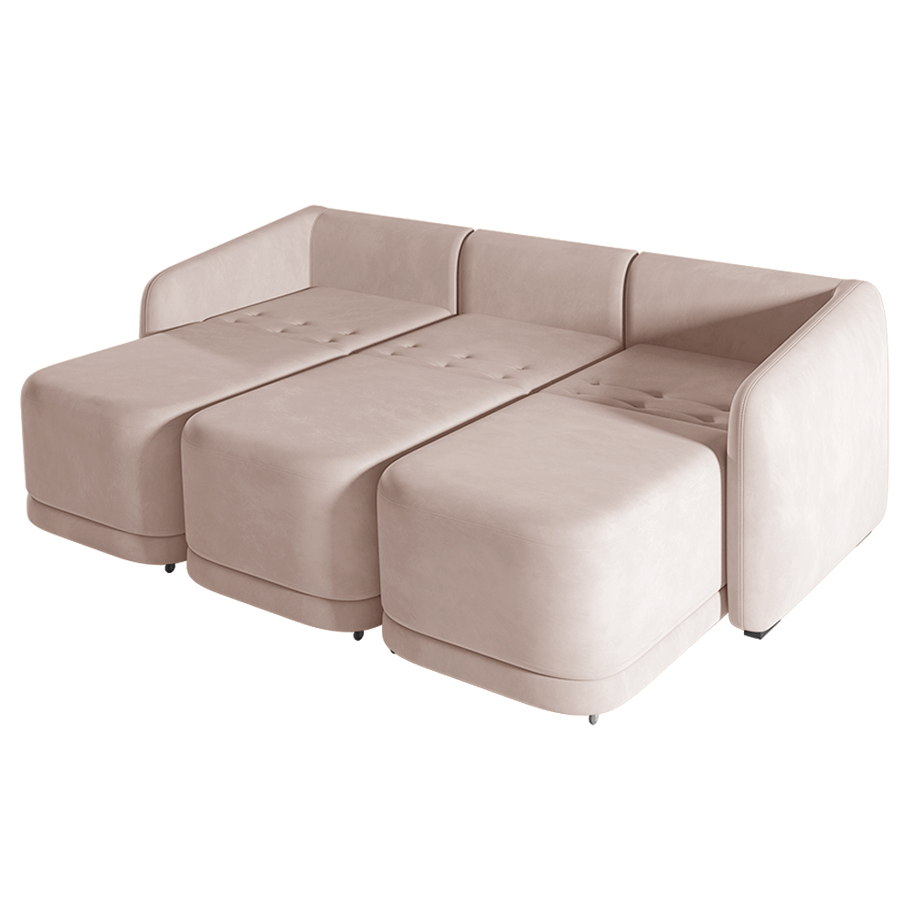 Sofá Cama Modulado Retrátil e Reclinável Decorativo Varsóvia 246cm Veludo Rosê G33 - Gran Belo