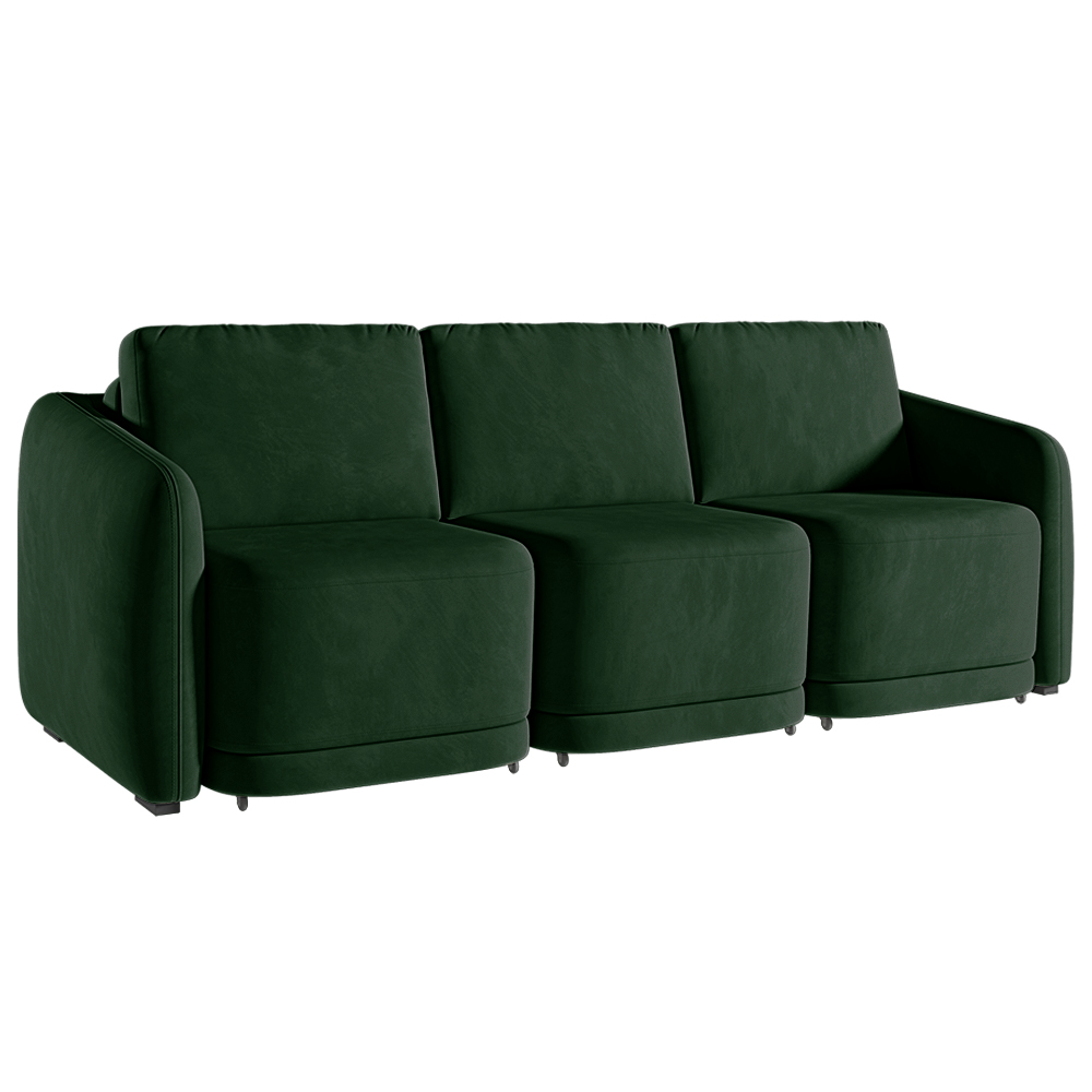 Sofá Cama Modulado Retrátil e Reclinável Decorativo Varsóvia 246cm Veludo Verde G33 - Gran Belo