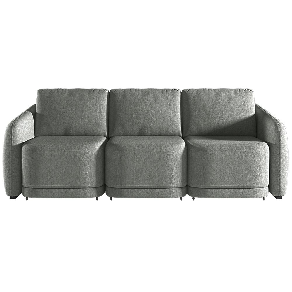 Sofá Cama Modulado Retrátil e Reclinável Decorativo Varsóvia 276cm Linho Cinza Chumbo G33 - Gran Belo