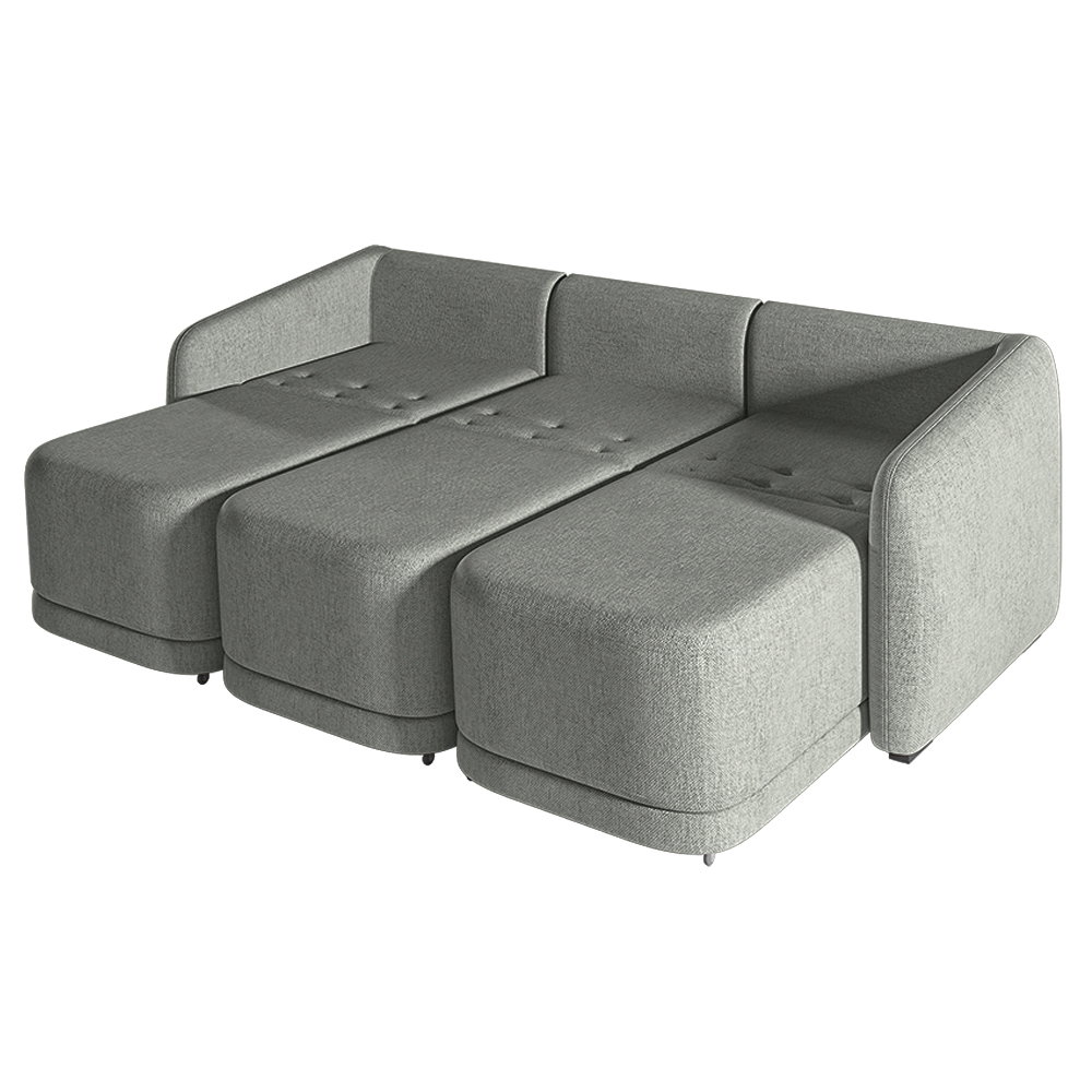 Sofá Cama Modulado Retrátil e Reclinável Decorativo Varsóvia 276cm Linho Cinza Chumbo G33 - Gran Belo