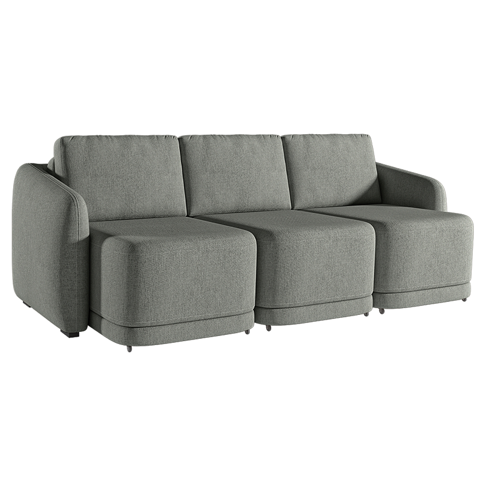 Sofá Cama Modulado Retrátil e Reclinável Decorativo Varsóvia 276cm Linho Cinza Chumbo G33 - Gran Belo