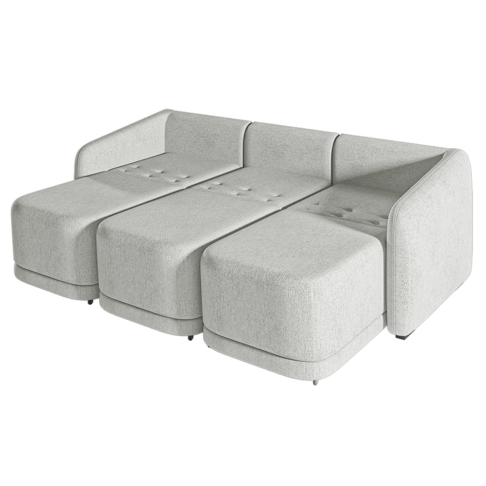Sofá Cama Modulado Retrátil e Reclinável Decorativo Varsóvia 276cm Linho Cinza G33 - Gran Belo