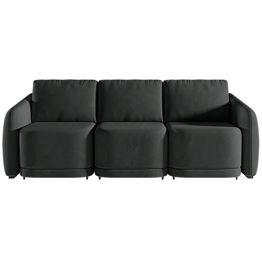 Sofá Cama Modulado Retrátil e Reclinável Decorativo Varsóvia 276cm Veludo Cinza Chumbo G33 - Gran Belo