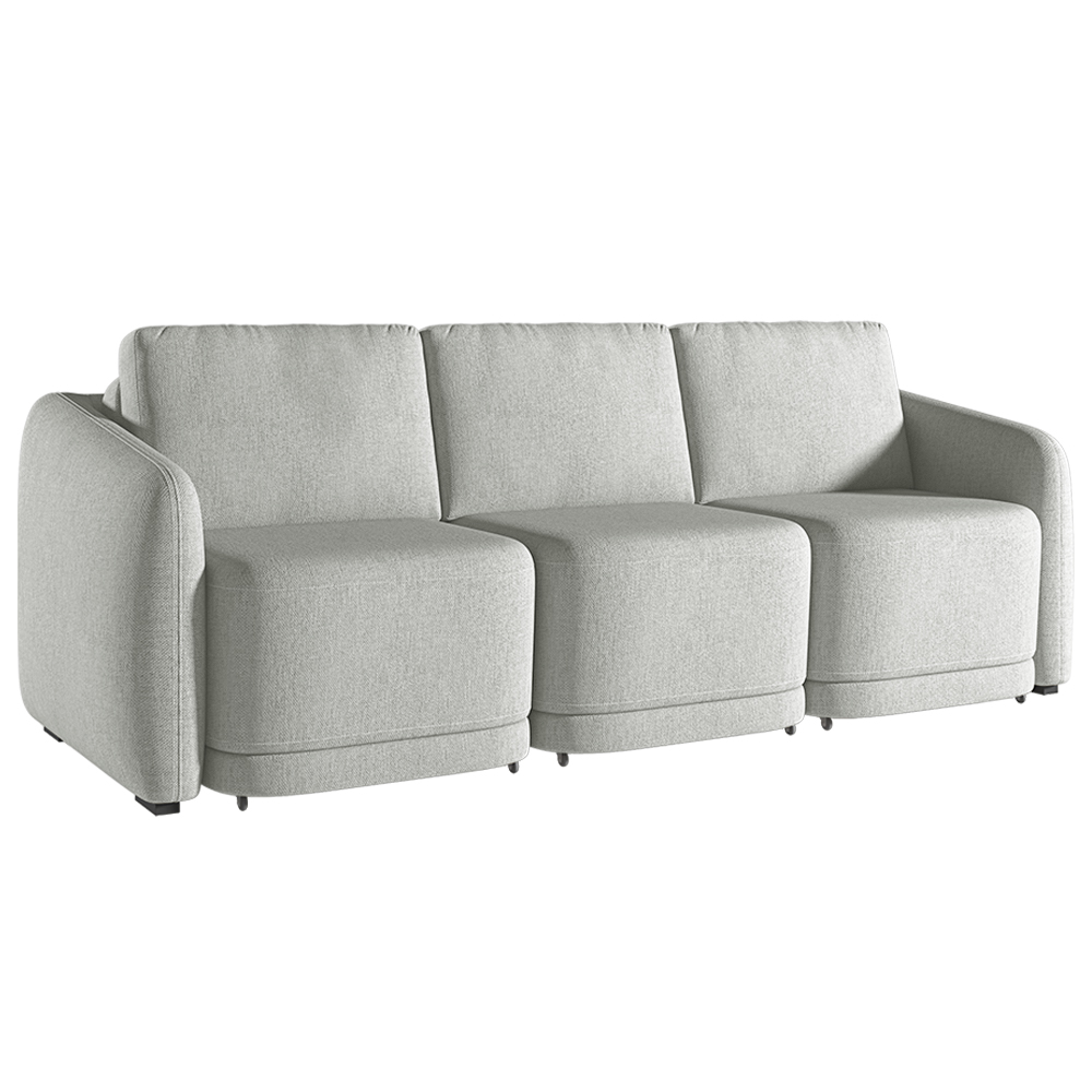Sofá Cama Modulado Retrátil e Reclinável Decorativo Varsóvia 306cm Linho Cinza G33 - Gran Belo