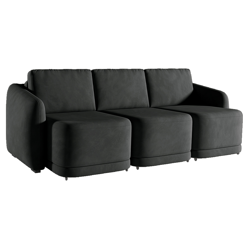 Sofá Cama Modulado Retrátil e Reclinável Decorativo Varsóvia 306cm Veludo Cinza Chumbo G33 - Gran Belo