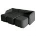Sofá Cama Modulado Retrátil e Reclinável Decorativo Varsóvia 306cm Veludo Cinza Chumbo G33 - Gran Belo