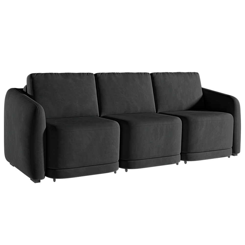 Sofá Cama Modulado Retrátil e Reclinável Decorativo Varsóvia 306cm Veludo Cinza Chumbo G33 - Gran Belo