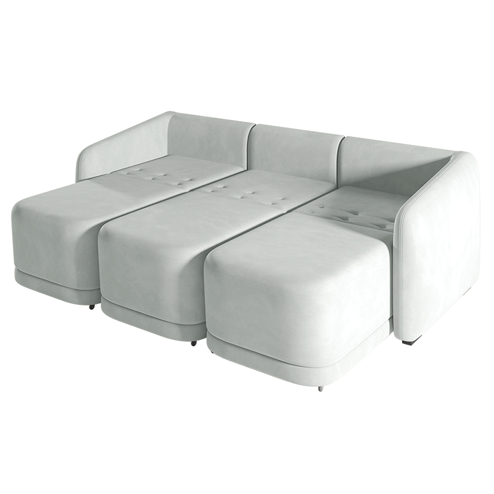 Sofá Cama Modulado Retrátil e Reclinável Decorativo Varsóvia 306cm Veludo Cinza G33 - Gran Belo