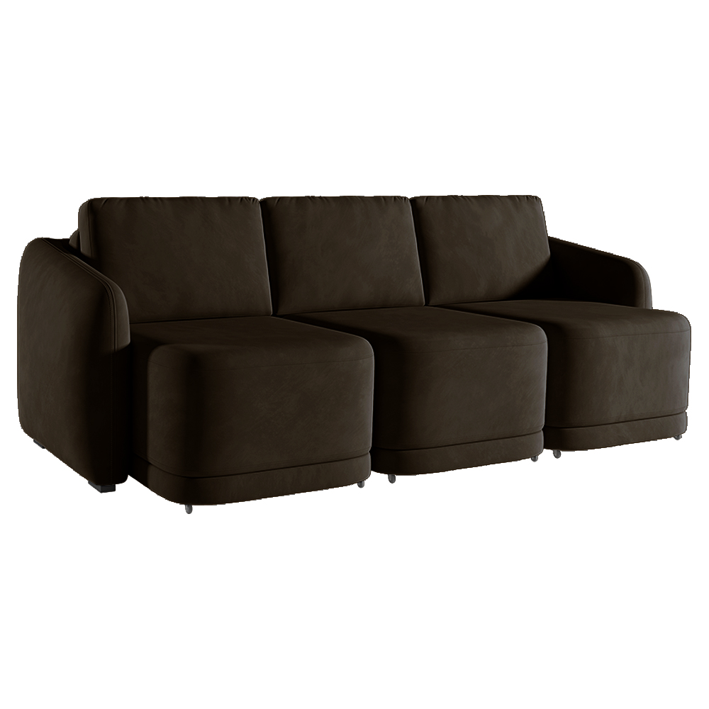 Sofá Cama Modulado Retrátil e Reclinável Decorativo Varsóvia 306cm Veludo Marrom G33 - Gran Belo