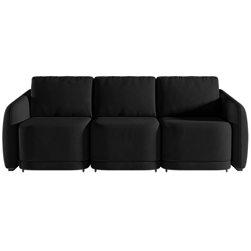 Sofá Cama Modulado Retrátil e Reclinável Decorativo Varsóvia 306cm Veludo Preto G33 - Gran Belo