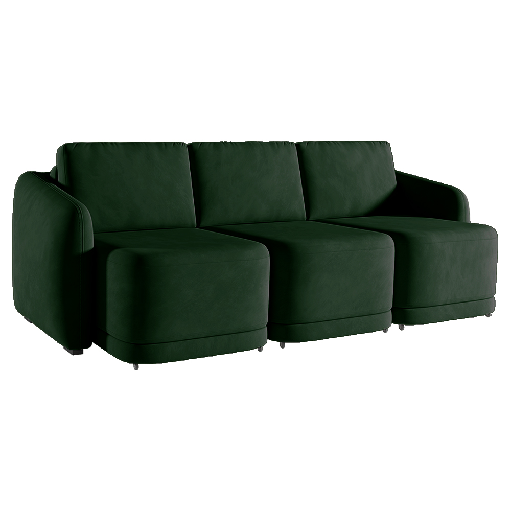 Sofá Cama Modulado Retrátil e Reclinável Decorativo Varsóvia 306cm Veludo Verde G33 - Gran Belo