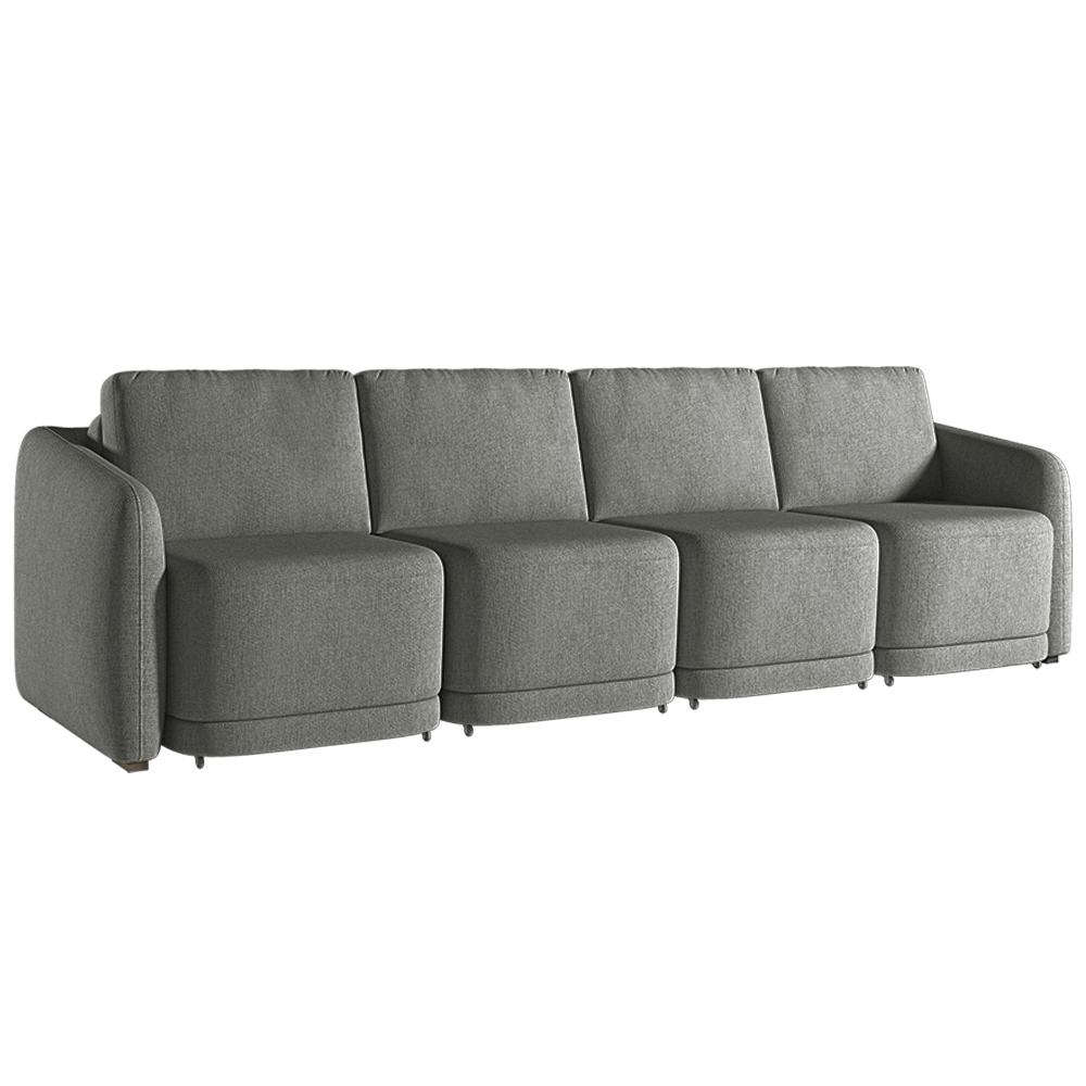 Sofá Cama Modulado Retrátil e Reclinável Decorativo Varsóvia 316cm Linho Cinza Chumbo G33 - Gran Belo