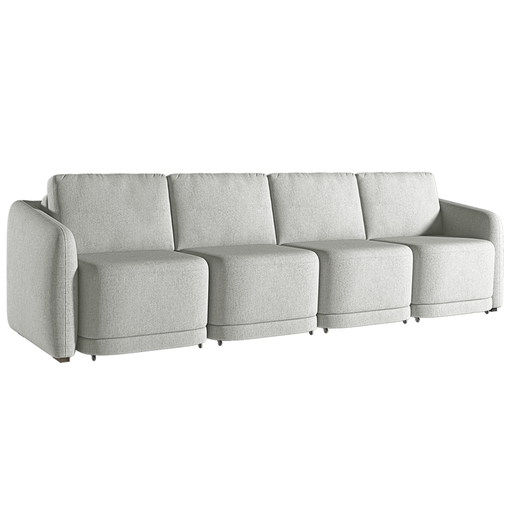 Sofá Cama Modulado Retrátil e Reclinável Decorativo Varsóvia 316cm Linho Cinza G33 - Gran Belo