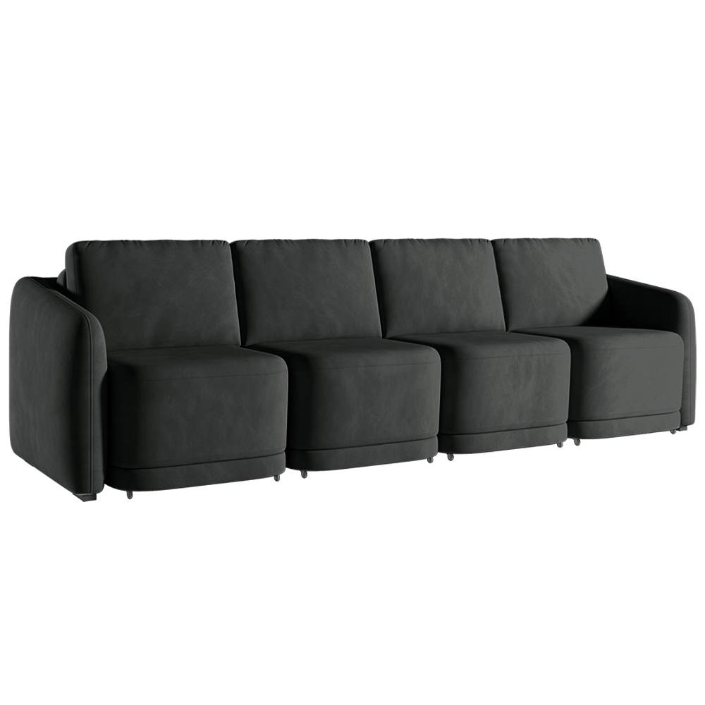 Sofá Cama Modulado Retrátil e Reclinável Decorativo Varsóvia 316cm Veludo Cinza Chumbo G33 - Gran Belo