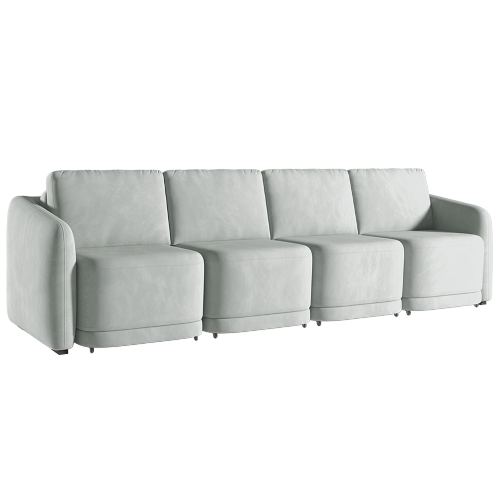 Sofá Cama Modulado Retrátil e Reclinável Decorativo Varsóvia 316cm Veludo Cinza G33 - Gran Belo