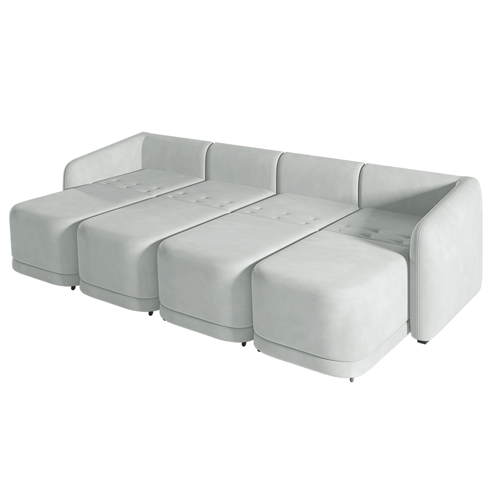 Sofá Cama Modulado Retrátil e Reclinável Decorativo Varsóvia 316cm Veludo Cinza G33 - Gran Belo