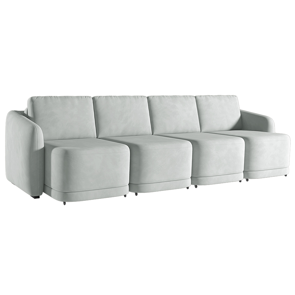 Sofá Cama Modulado Retrátil e Reclinável Decorativo Varsóvia 316cm Veludo Cinza G33 - Gran Belo