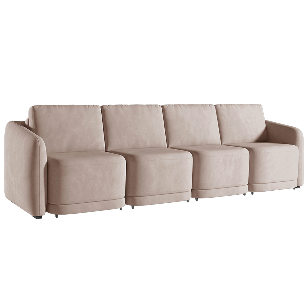 Sofá Cama Modulado Retrátil e Reclinável Decorativo Varsóvia 316cm Veludo Rosê G33 - Gran Belo