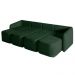 Sofá Cama Modulado Retrátil e Reclinável Decorativo Varsóvia 316cm Veludo Verde G33 - Gran Belo