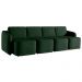 Sofá Cama Modulado Retrátil e Reclinável Decorativo Varsóvia 316cm Veludo Verde G33 - Gran Belo