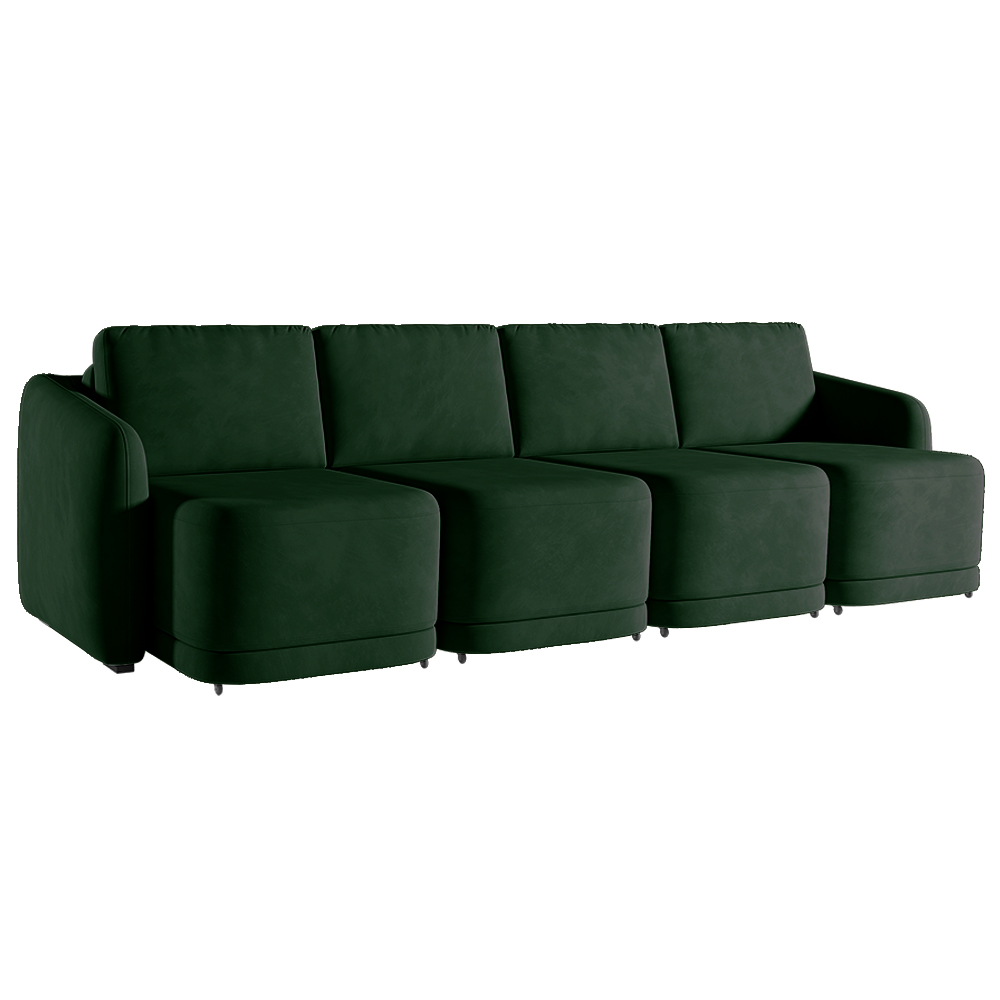 Sofá Cama Modulado Retrátil e Reclinável Decorativo Varsóvia 316cm Veludo Verde G33 - Gran Belo