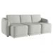 Sofá Cama Modulado Retrátil e Reclinável Decorativo Varsóvia 336cm Linho Cinza G33 - Gran Belo