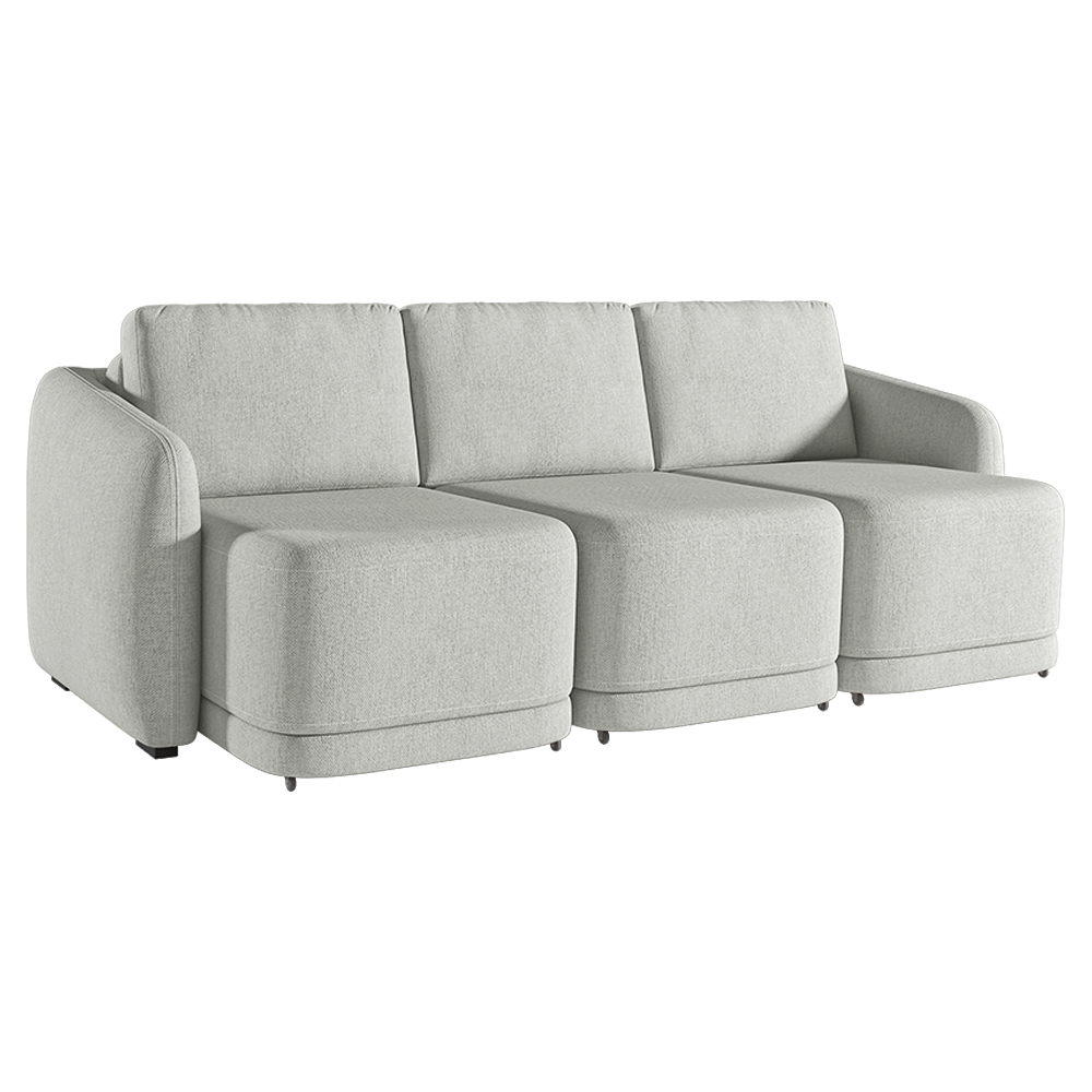 Sofá Cama Modulado Retrátil e Reclinável Decorativo Varsóvia 336cm Linho Cinza G33 - Gran Belo