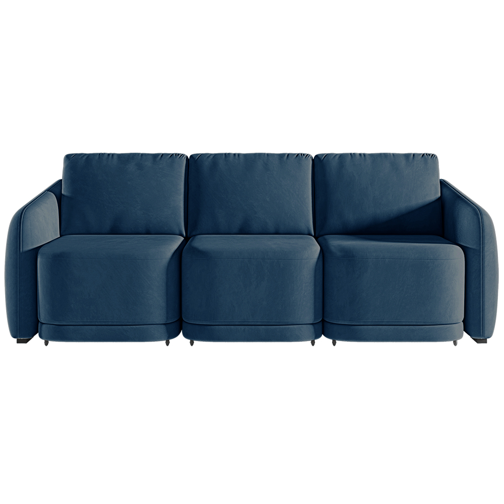 Sofá Cama Modulado Retrátil e Reclinável Decorativo Varsóvia 336cm Veludo Azul Marinho G33 - Gran Belo