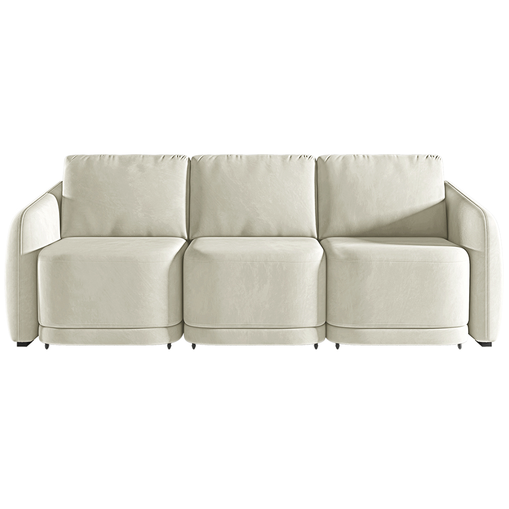 Sofá Cama Modulado Retrátil e Reclinável Decorativo Varsóvia 336cm Veludo Bege G33 - Gran Belo