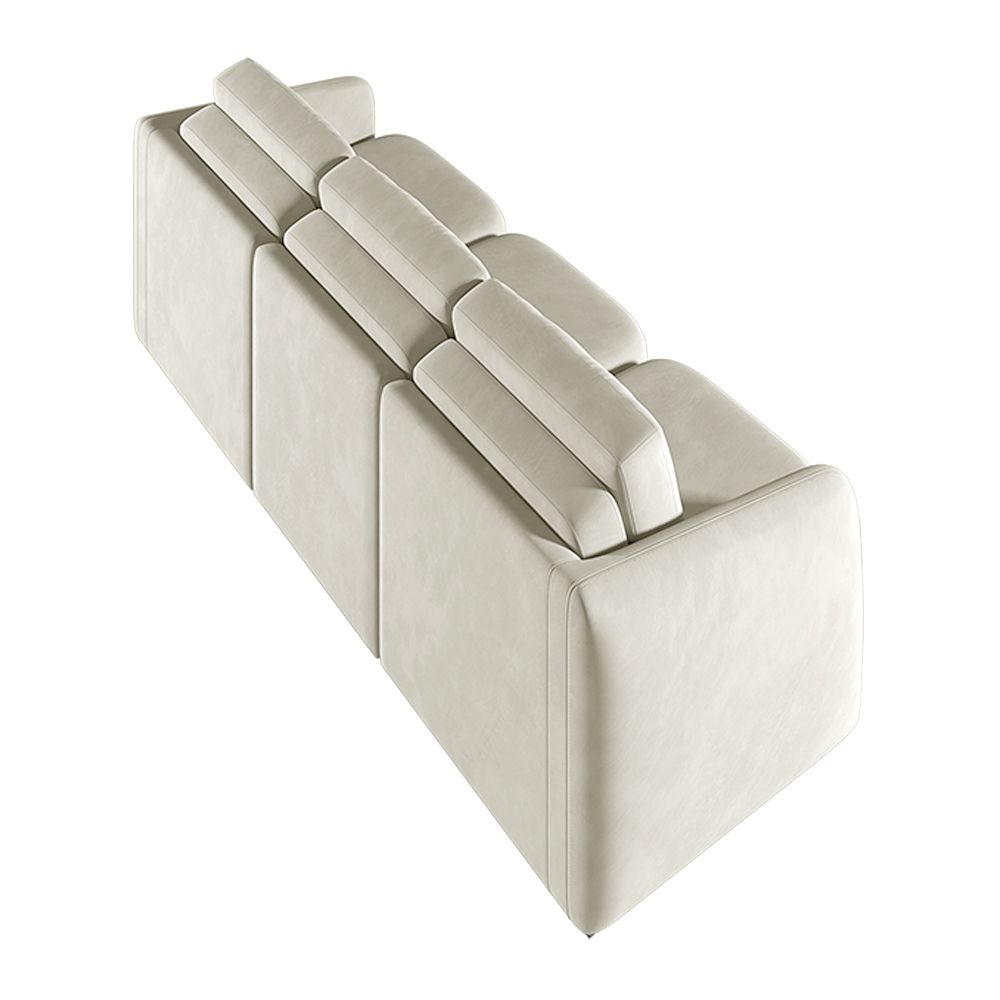 Sofá Cama Modulado Retrátil e Reclinável Decorativo Varsóvia 336cm Veludo Bege G33 - Gran Belo