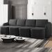 Sofá Cama Modulado Retrátil e Reclinável Decorativo Varsóvia 356cm Veludo Cinza Chumbo G33 - Gran Belo