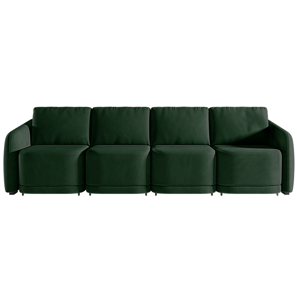 Sofá Cama Modulado Retrátil e Reclinável Decorativo Varsóvia 356cm Veludo Verde G33 - Gran Belo