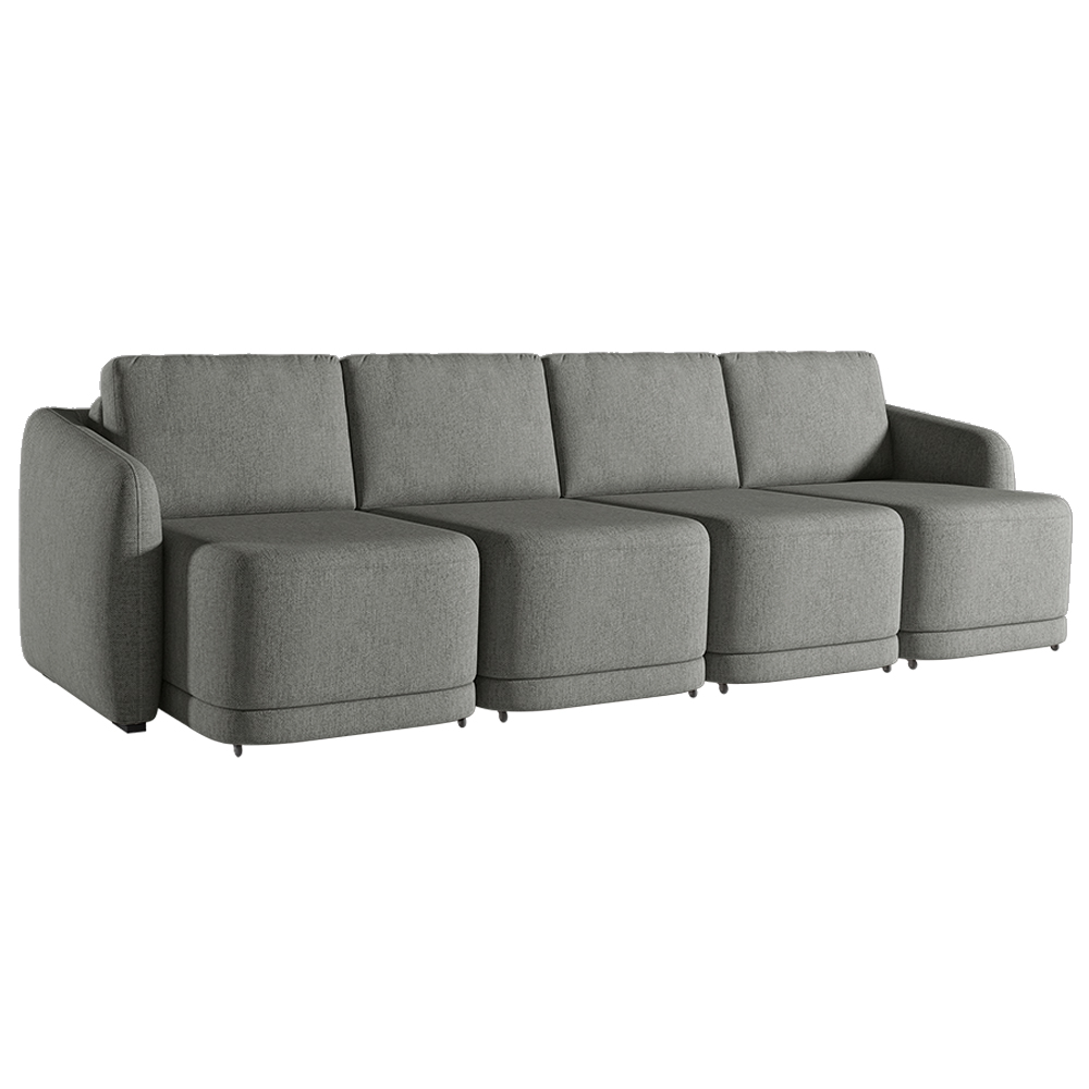 Sofá Cama Modulado Retrátil e Reclinável Decorativo Varsóvia 396cm Linho Cinza Chumbo G33 - Gran Belo