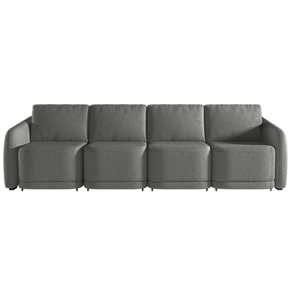 Sofá Cama Modulado Retrátil e Reclinável Decorativo Varsóvia 396cm Linho Cinza Chumbo G33 - Gran Belo