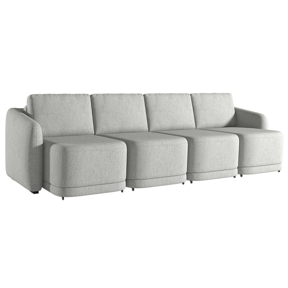 Sofá Cama Modulado Retrátil e Reclinável Decorativo Varsóvia 396cm Linho Cinza G33 - Gran Belo