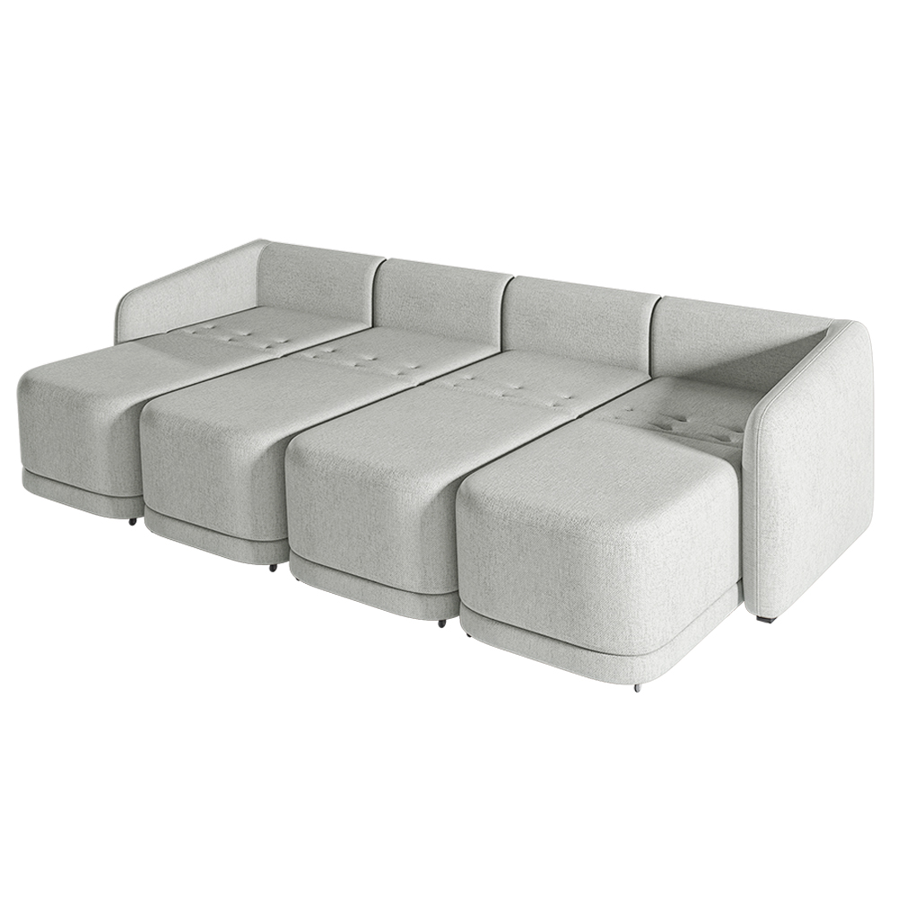 Sofá Cama Modulado Retrátil e Reclinável Decorativo Varsóvia 396cm Linho Cinza G33 - Gran Belo