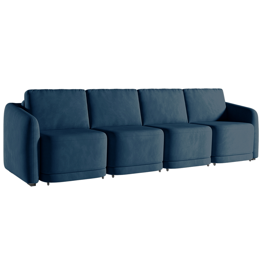 Sofá Cama Modulado Retrátil e Reclinável Decorativo Varsóvia 396cm Veludo Azul Marinho G33 - Gran Belo