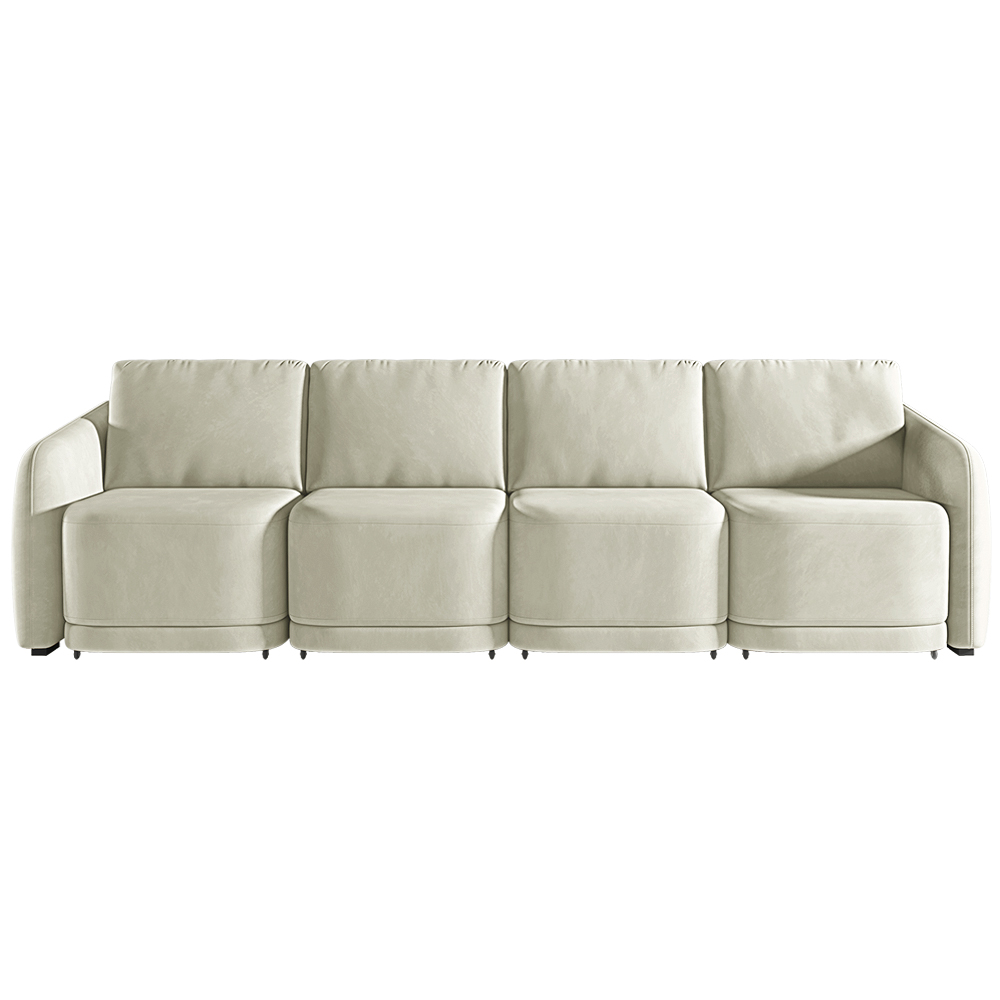 Sofá Cama Modulado Retrátil e Reclinável Decorativo Varsóvia 396cm Veludo Bege G33 - Gran Belo